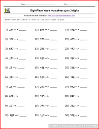 place value worksheets 2nd grade digit values 1