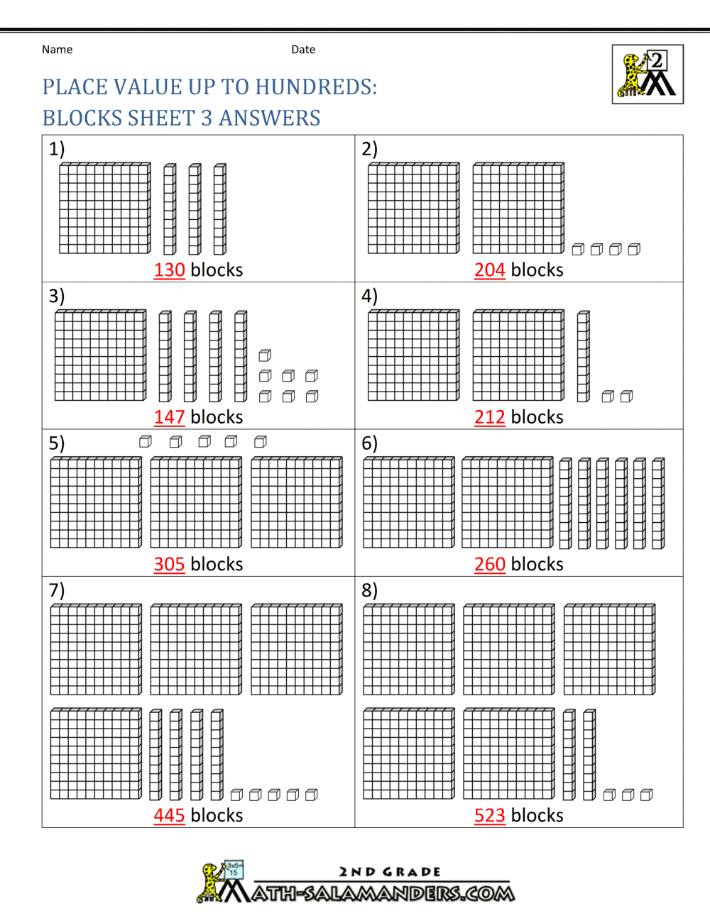 place value worksheets using base 10 blocks