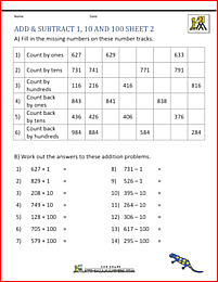 printable addition and subtraction worksheets add subtract 1 10 and 100 2