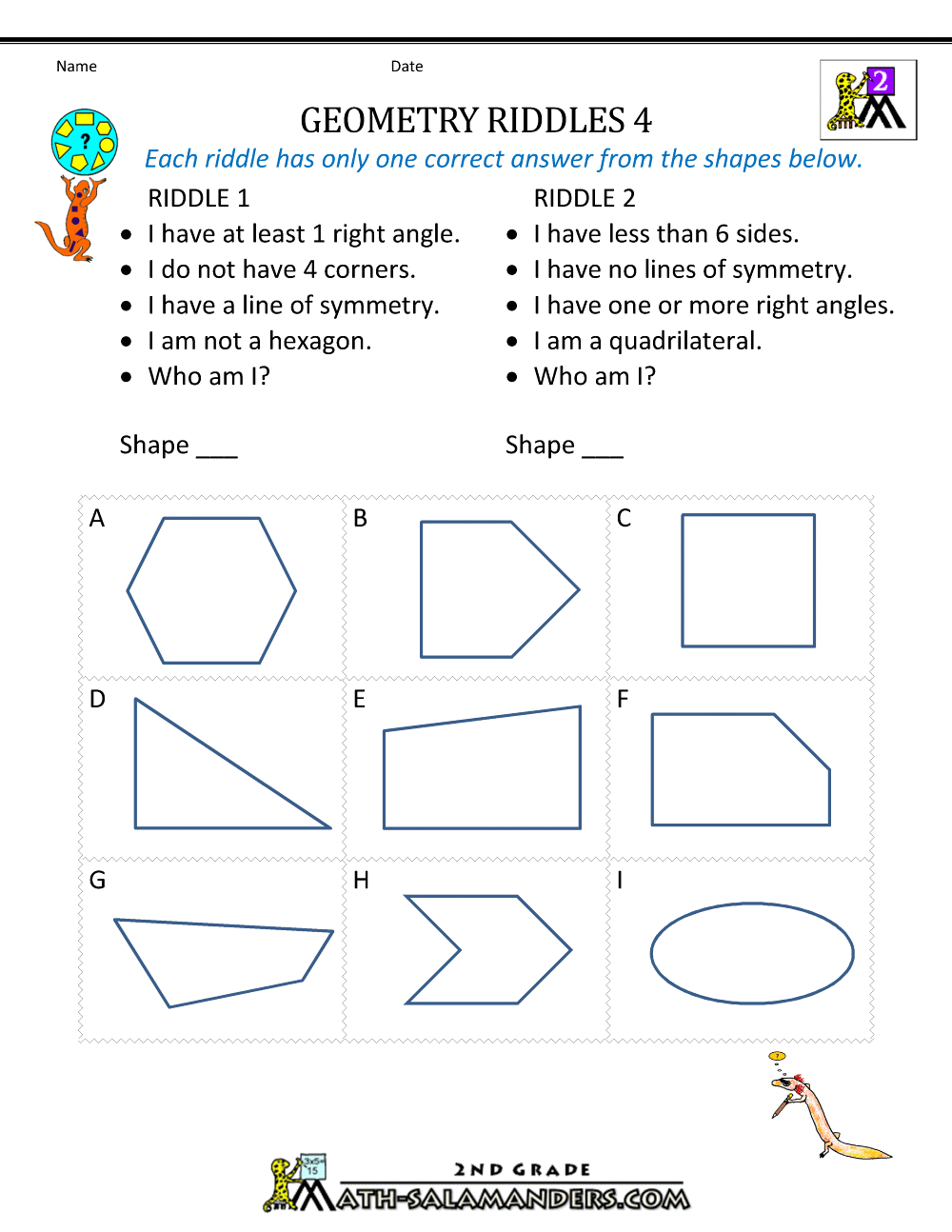 shape worksheet grade 4