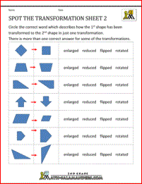printable geometry worksheets spot the transformation 2