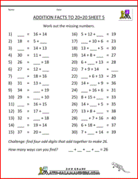 Math Addition Facts to 20+20