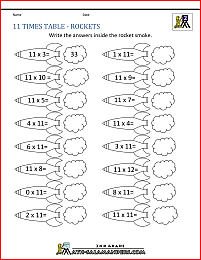printable multiplication worksheets 11 times table rockets