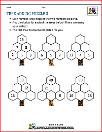 printable puzzles tree adding puzzle 3