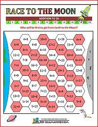 second grade math games race to the moon adding to 20