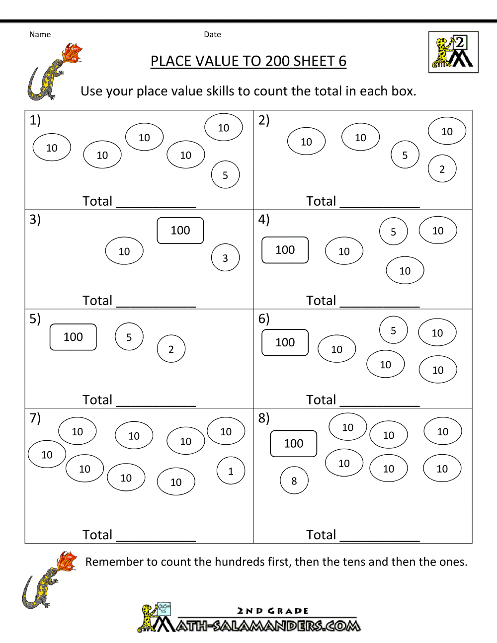2ed grade math worksheets