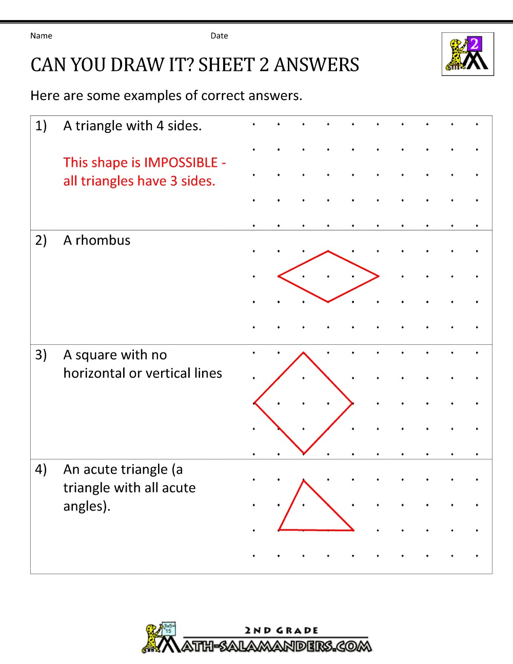 11d Shapes Worksheets 11nd Grade With 2 Dimensional Shapes Worksheet