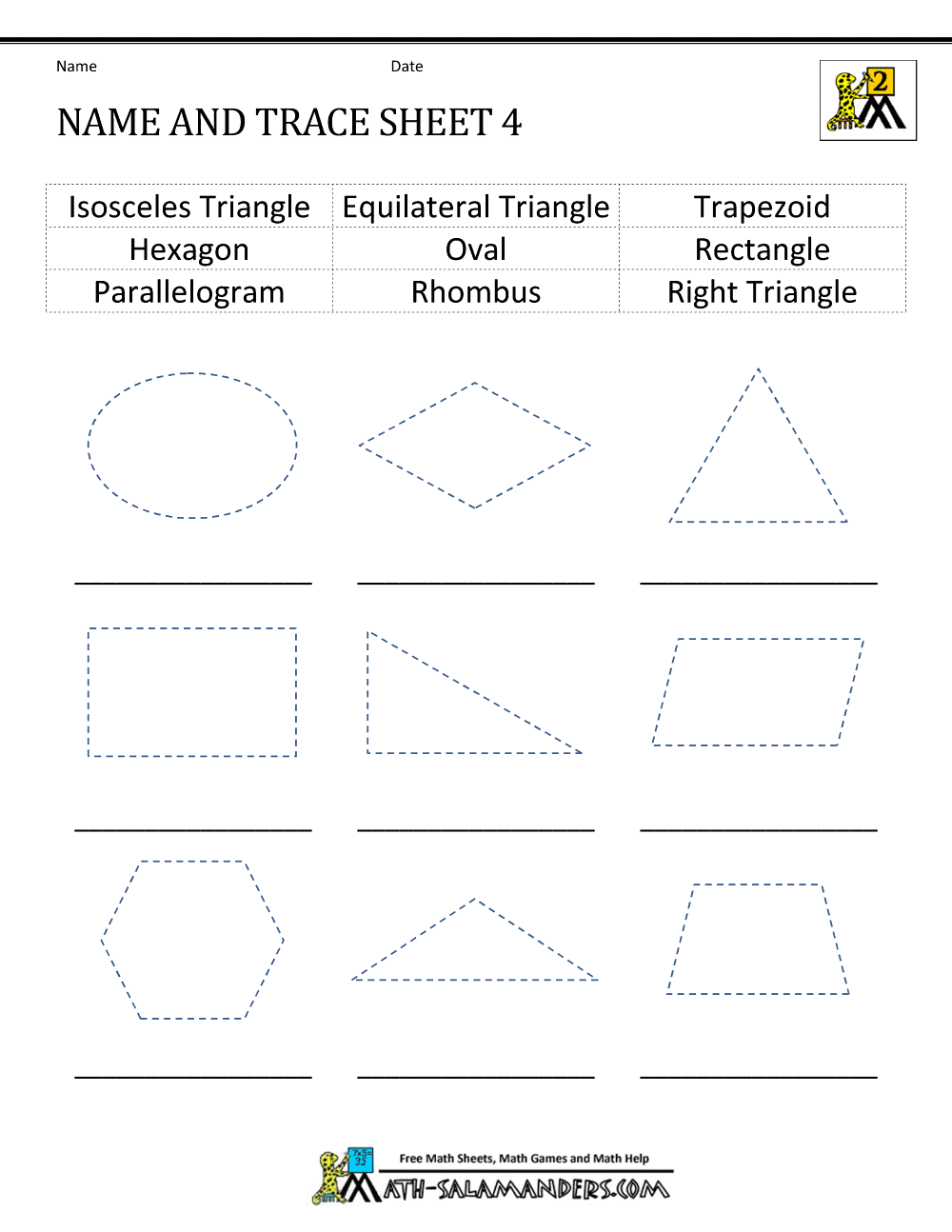 2d Shapes Worksheets 2nd Grade