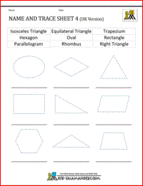 shape worksheets printable name and trace 4uk