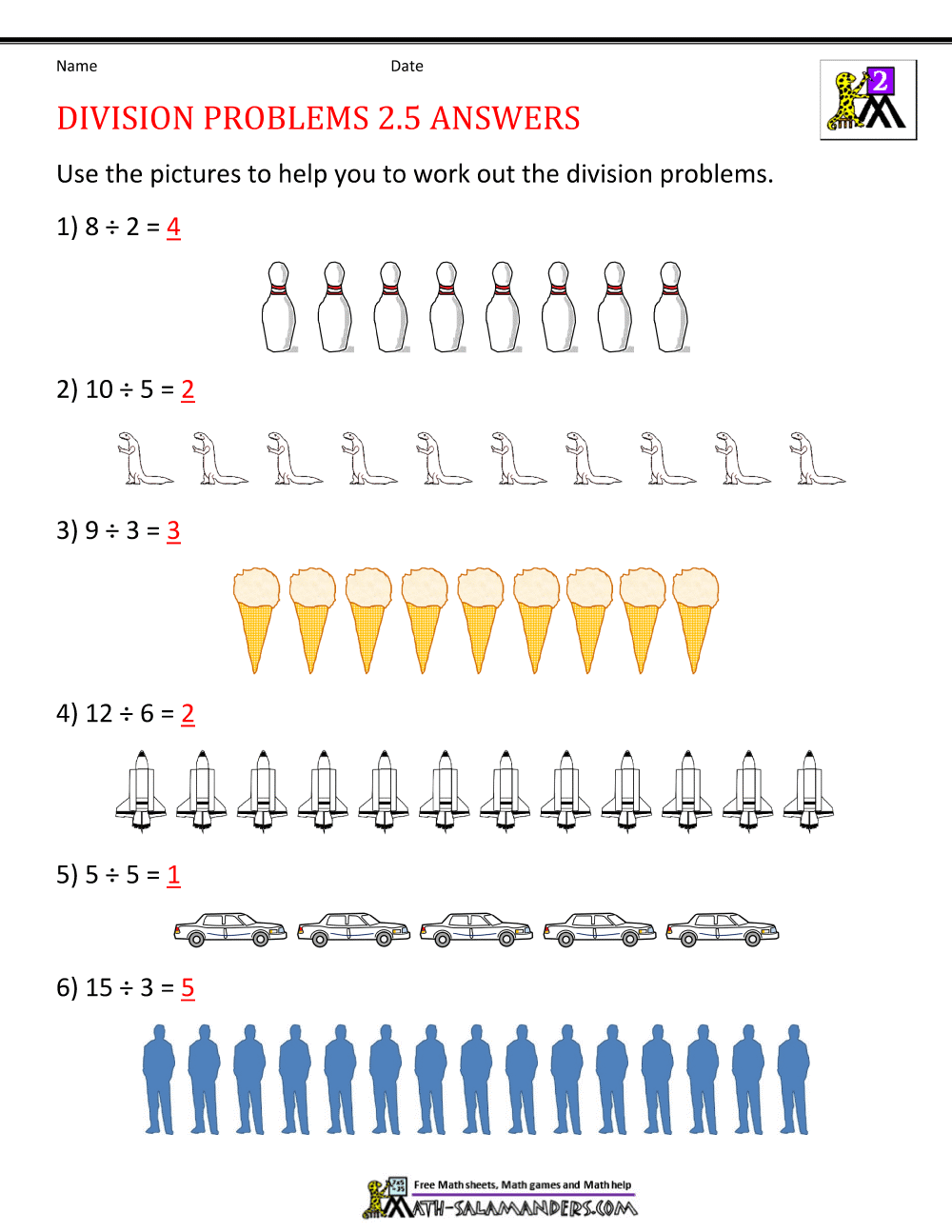 Division Sentences Worksheets For Grade 2