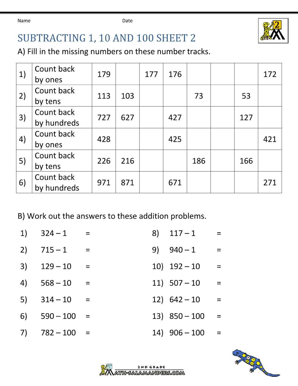 subtraction worksheets basic