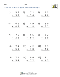 2 digit subtraction worksheets