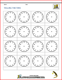 telling the time blank worksheet