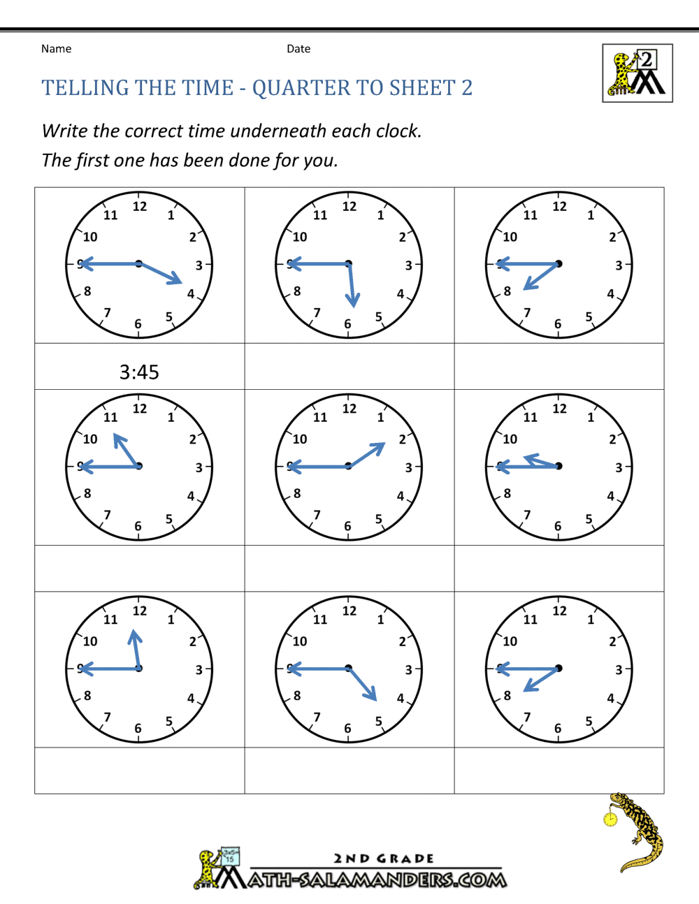 clock worksheets quarter past and quarter to