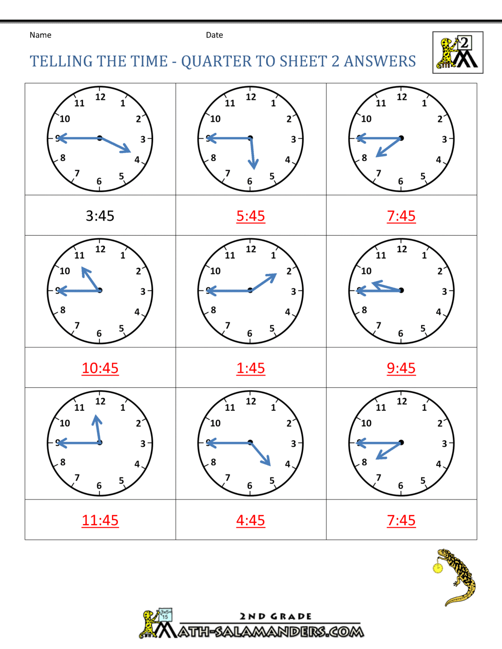 clock worksheets quarter past and quarter to