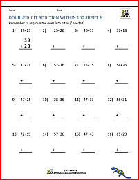 two digit addition worksheets within 100 4