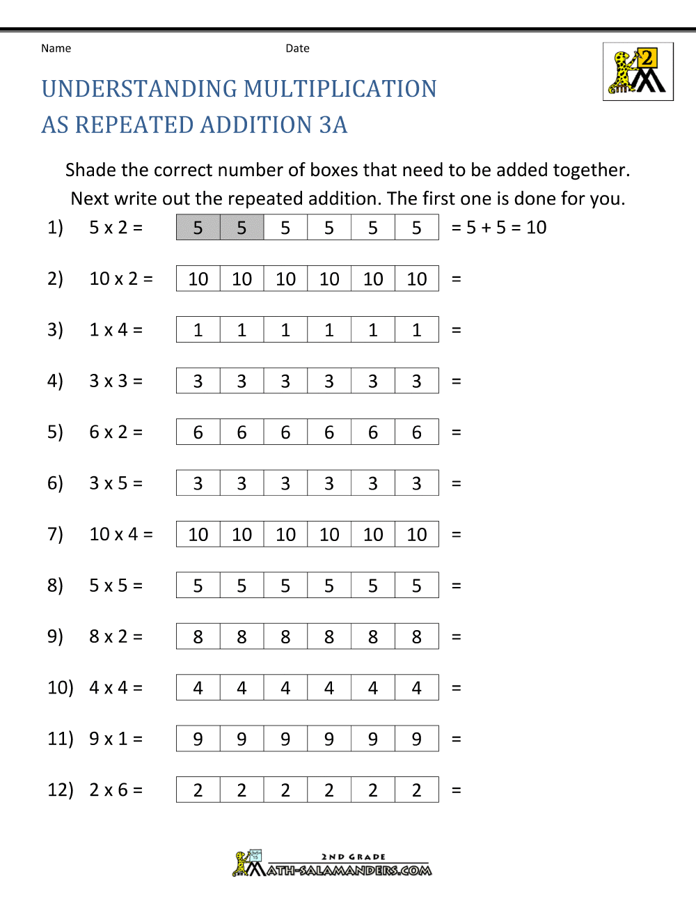 Wonderful repeated addition multiplication worksheet pdf