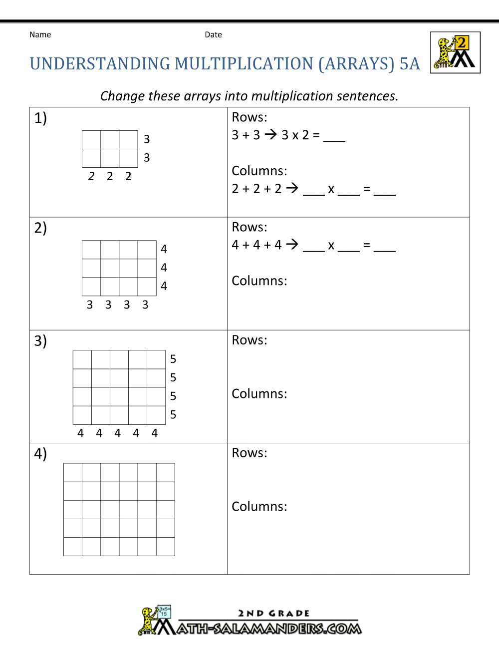 beginning multiplication worksheets