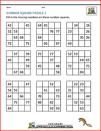 100 square worksheets number square puzzle 2