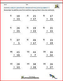2 digit addition with regrouping ones 1