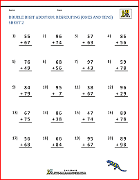 2 digit addition worksheets regrouping ones tens 2