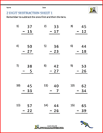 2 digit subtraction worksheet 1