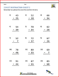 2 digit subtraction worksheet 2