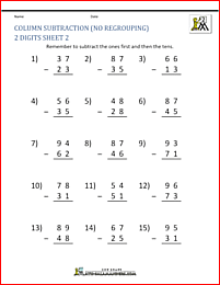 2 digit subtraction worksheets no regrouping 2