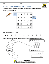 2 times table count by 2s maze