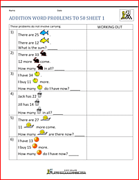 2nd grade addition math problems to 50 1