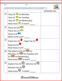 2nd grade addition word problems to 50 3