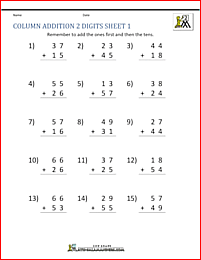 2 digit addition worksheets