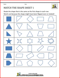 2nd grade geometry worksheets match the shape 1