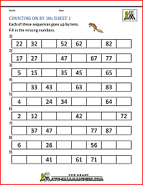 2nd grade math practice count on by 10s 1