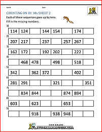 2nd grade math practice count on by 10s 2