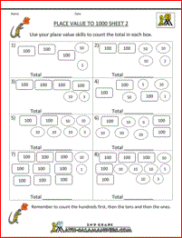 2nd grade math practice place value to 1000 2