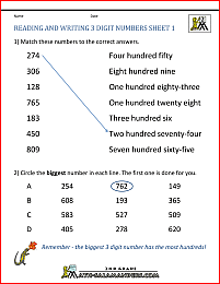 Free Place Value Worksheets Reading And Writing 3 Digit Numbers