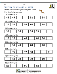 Count by Tens Worksheets