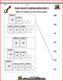 2nd grade math worksheets place value to 200 2