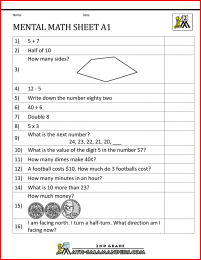 2nd grade mental math a1