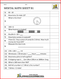 2nd grade mental math test b1