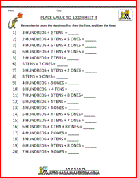 2nd grade place value to 1000 4