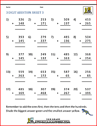 3 digit addition worksheet 3