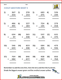 3 digit addition worksheet 4