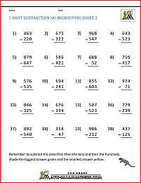 3 digit subtraction no regrouping 2