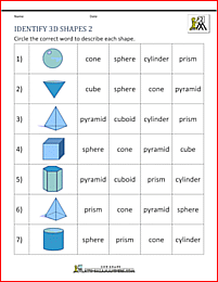 3d shape worksheets identify 3d shapes 2