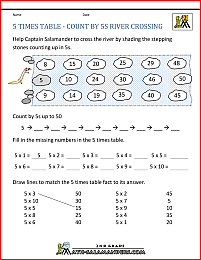 5 times tables count by 5s river crossing