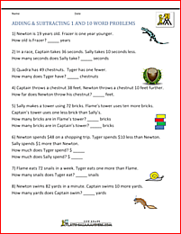 addition subtraction word problems adding subtracting 1 and 10 problems 1