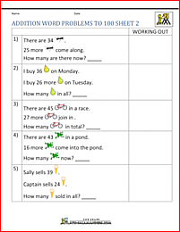 addition word problems 2nd grade to 100 2