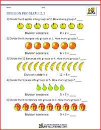 basic division worksheets problems 2 3